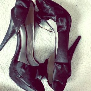 Black satin heel